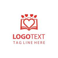 Fall in love with reading A heart shaped logo for book lovers vector