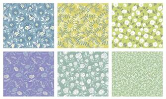 Horizontally And Vertically Repeatable Seamless Floral Patterns Set. vector