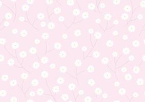 Seamless Background With White Floral Pattern On A Pink Background. Horizontally And Vertically Repeatable. vector