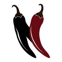 Two red and black peppers on a white background vector