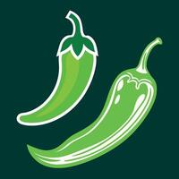 Two green peppers on a dark background vector