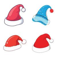 Four different Santa hats on a white background vector