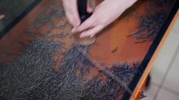 Educational experiments with a magnetic field. A child plays in a science center. video