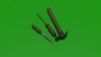 A hammer and a hammer on a green background photo
