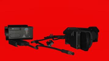 A red background with a black object photo