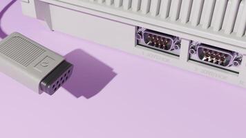 A close up of a computer with a usb cable photo