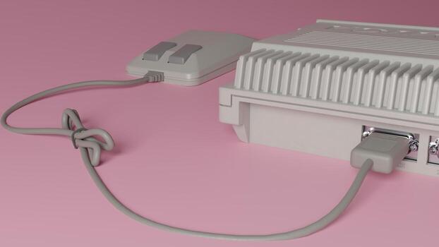 A computer with a mouse and keyboard connected to it photo