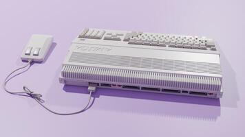 A white computer with a keyboard and mouse photo
