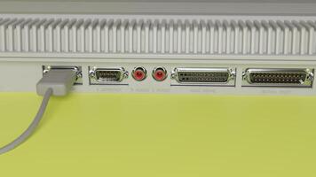 A close up of a computer monitor with a usb cable photo