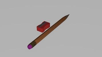 A pencil and a red box on a gray background photo