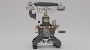 A 3d model of a telephone with a clock on top photo