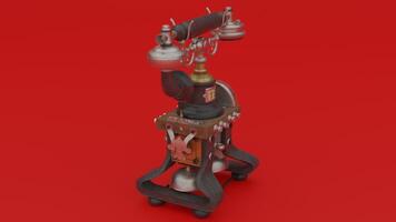 A 3d model of a telephone on a red background photo