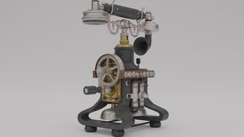 A 3d model of a telephone with a clock photo