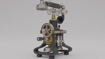 A 3d model of a telephone with a clock photo
