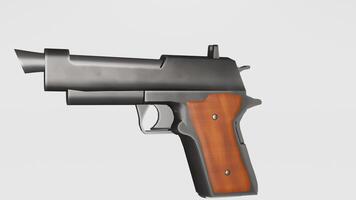 A gun with a wooden handle and a wooden stock photo