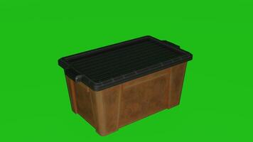 A 3d model of a trash can on a green screen photo
