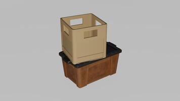 A 3d model of a box with a lid on top photo