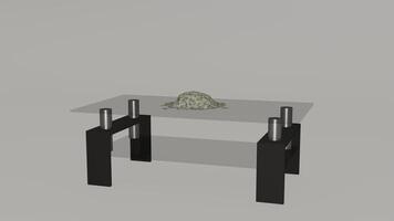 A 3d model of a coffee table with a green plant on top photo