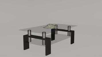 A 3d model of a coffee table with a green plant on it photo