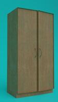 A cabinet with two doors on a turquoise background photo