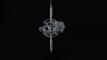 A space station with a large object hanging from it photo