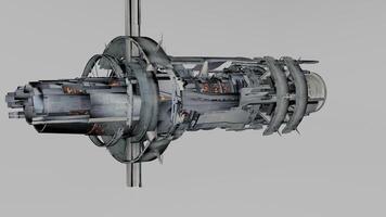 A 3d model of a large engine on a pole photo