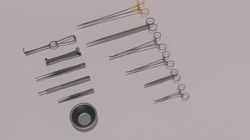 A collection of surgical instruments on a table photo