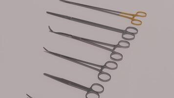 A set of surgical instruments on a gray background photo
