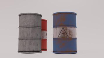 Two barrels with different colors and markings photo