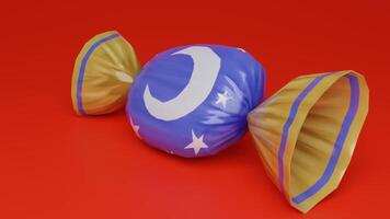 A candy with a star on it is on a red background photo