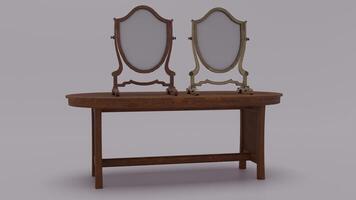 A small table with two mirrors on it photo