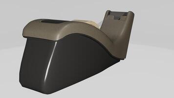 A 3d rendering of a black and tan chair photo