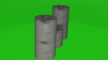 A 3d rendering of three rolls of metal photo