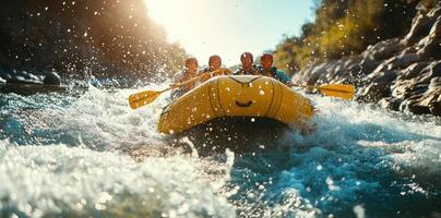 Rafting Through Rapids with Smiles and Splashing Water photo