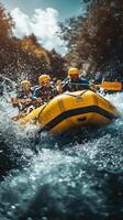 Rafting Through Whitewater Rapids with Splashing Spray photo