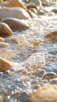 Clear Water Flowing Over Smooth River Rocks photo