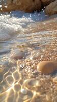 Sunlit Ripples and Bubbles in Shallow Water with Pebbles photo