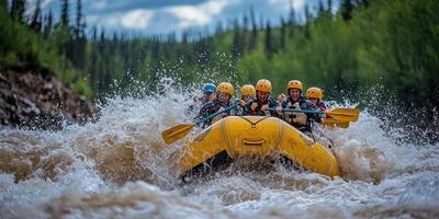 Rafting Team Navigating Through Whitewater Rapids photo