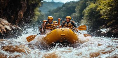 Rafting Team Navigating Raging Rapids photo