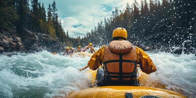 Rafting Through Whitewater Rapids in a Yellow Raft photo