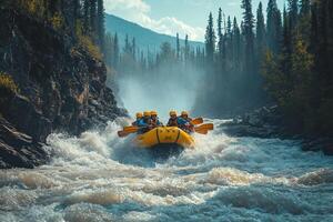 Rafting Through a Mountain River Gorge photo