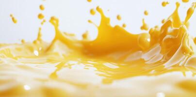 A Close-Up View of Yellow Liquid Splashing and Settling photo
