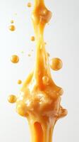 Caramel Syrup Pouring and Splashing with Droplets photo