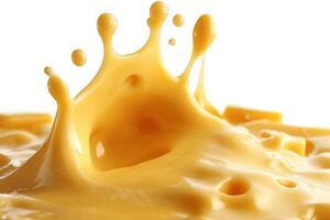 A Splash of Yellow Cheese with Air Bubbles photo