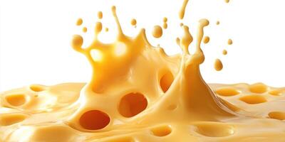 Splashes of Melted Cheese with Visible Holes photo