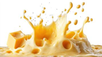 Melted Cheese Splash with Block of Cheese photo