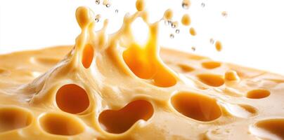 Close-up of a Splash of Orange Liquid in a Surface with Holes photo