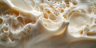 Abstract Close-Up of Creamy, Whipped Substance with Air Bubbles photo