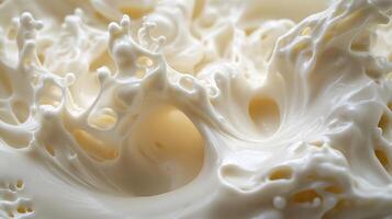 Abstract Swirling White Cream with Air Bubbles photo
