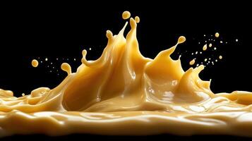 Golden Liquid Splashing and Creating a Dramatic Wave photo